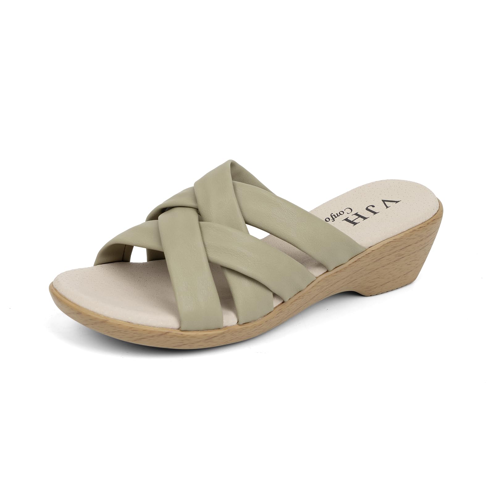 VJH Confort Women’s Comfortable Wedge Platform Slip Flops Sandals for Casual Walking and Evening Errands